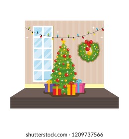 living room with christmas decoration scene