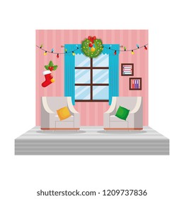 living room with christmas decoration scene