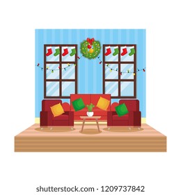 living room with christmas decoration scene