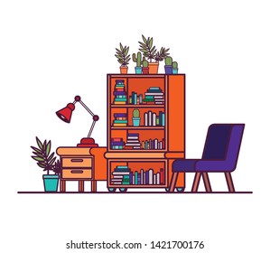 living room with couch and bookshelf of books