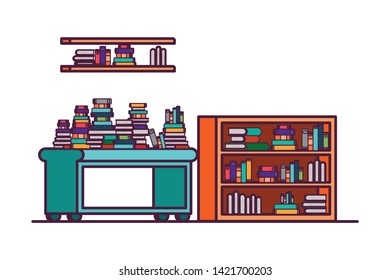 living room with couch and bookshelf of books
