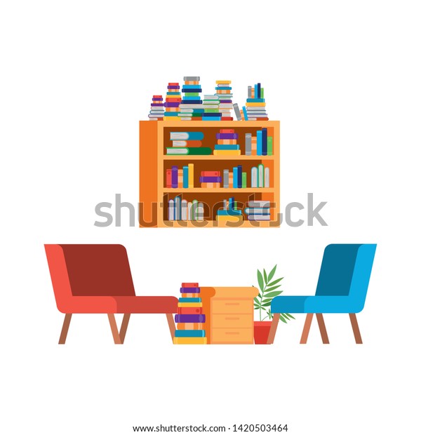 Living Room Couch Bookshelf Books Stock Vector Royalty Free