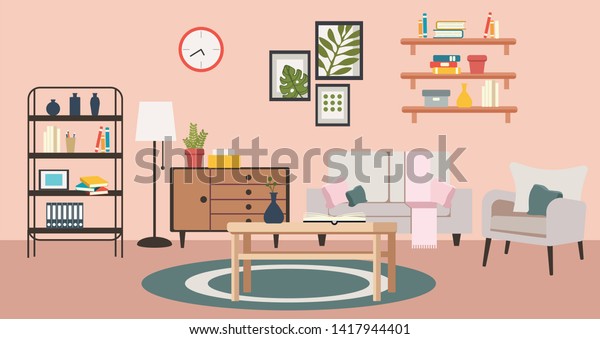 Living Room Cozy Pink House Have Stock Image Download Now