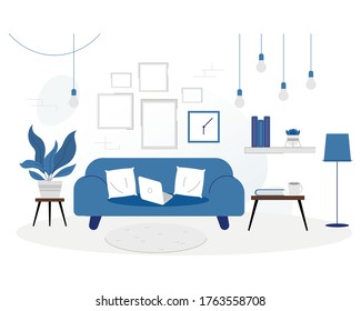 Living room design background vector illustration cartoon flat style