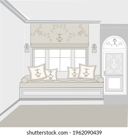 Living room design by gray and white color for background and texture concept 