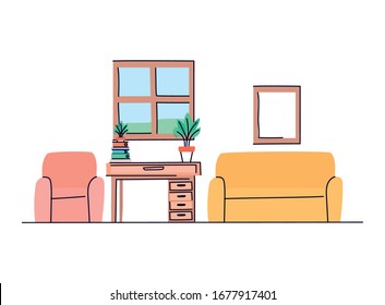 Living room design, Home decoration interior modern house decor living and apartment theme Vector illustration