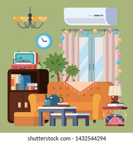 living room design illustration vector