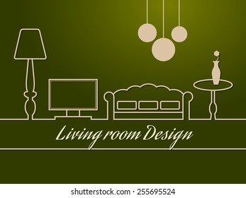 Living room design. Vector illlustration