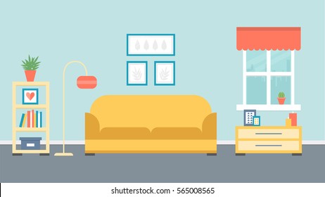 Living room design. Vector illustration