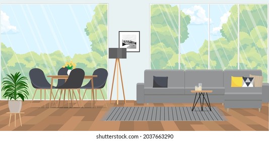 Living room with dining area