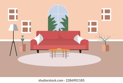 sala de estar ilustración vectorial de color plano Vector