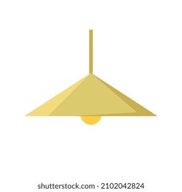 Living room furniture concept. Sticker with beautiful minimalist chandelier for ceiling. Stylish lighting device with light bulb for home. Cartoon flat vector illustration isolated on white background