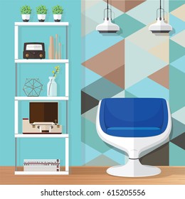 Living room furniture design concept set with modern home interior elements isolated vector illustration