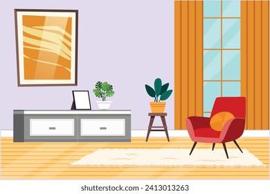 Living room with furniture. Home interior design concept. Colored flat vector illustration isolated.