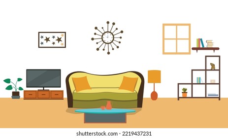 Living room furniture Illustration, home elements flat illustration