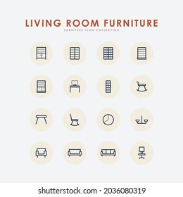 Living room furniture line icon