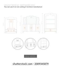 Living room furniture set - sketch illustration vector You can use it on cnc cutting in furniture manufacture