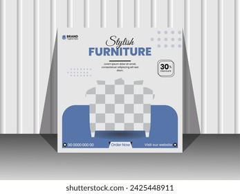 Living room furniture social media post template.