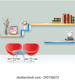 Living room with furniture style vector illustration.