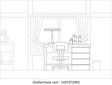 Living room with furniture, Vector