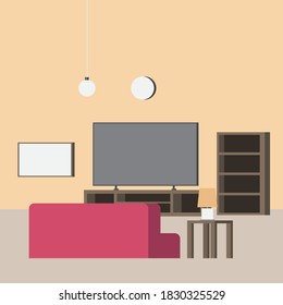 living room with furniture, vector