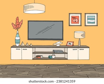 Living room graphic color home interior sketch illustration vector 