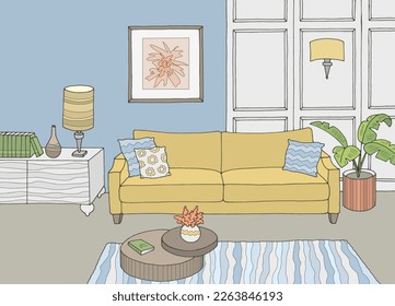 Living room graphic color interior sketch illustration vector 