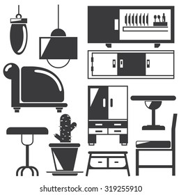 living room, home decoration, home furniture icons