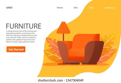 Living room home interior armchair .Landing page template.Web page.Website template.Vector cartoon flat illustration