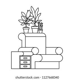 living room with houseplants scene