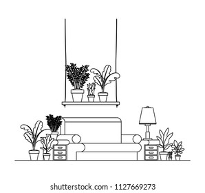 living room with houseplants scene