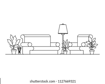 living room with houseplants scene