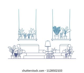 living room with houseplants scene