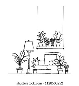 living room with houseplants scene