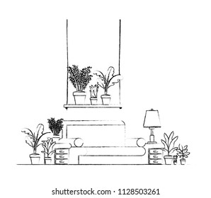 living room with houseplants scene