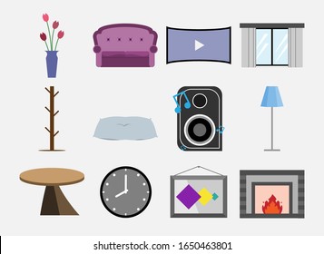 living room icon furniture design.