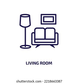 living room icon from furniture  household collection. Thin linear living room, lamp, room outline icon isolated on white background. Line vector living room sign, symbol for web and mobile