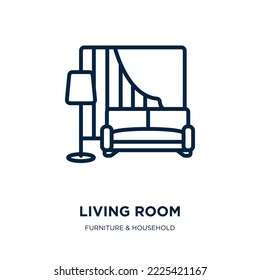 living room icon from furniture  household collection. Thin linear living room, house, room outline icon isolated on white background. Line vector living room sign, symbol for web and mobile