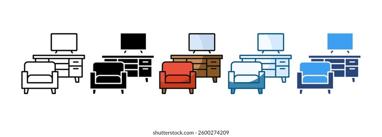Living Room Icon Set Multiple Style Collection