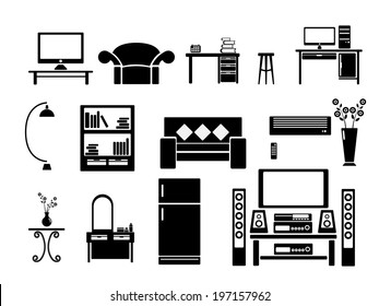 Living room Icon Set Vector Illustration