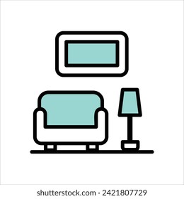 Living Room icon with white background vector