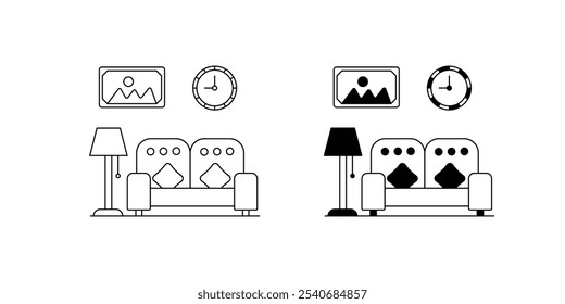 Living Room icon with white background vector stock illustration