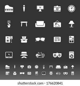 Living room icons on gray background, stock vector