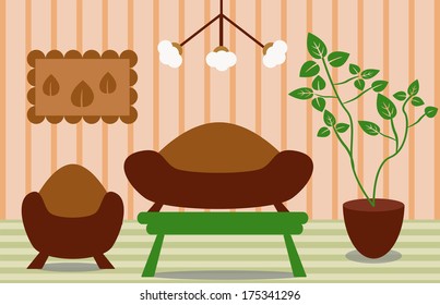 living room, illustration