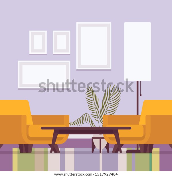 Living Room Interior Armchairs Pair Soft Stock Vector Royalty Free 1517929484