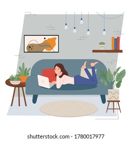 Living room interior background vector illustration cartoon flat design modern style