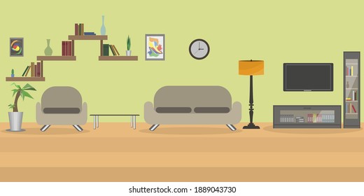living room interior. comfortable room furnishings with a sofa and TV