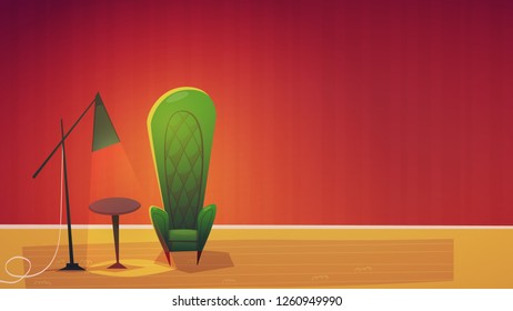 living room interior design cartoon vector illustration