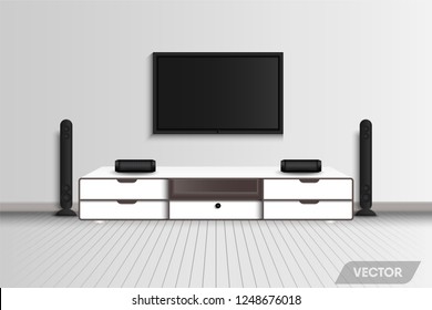 Living room interior design and decorative recreation stereo., Vector, Illustration 