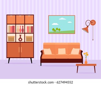 Room Interior Vector Living Room Sofa Stock Vector (Royalty Free ...